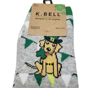 K. Bell Gray St Patrick's Dog Crew Socks Sz 4-10